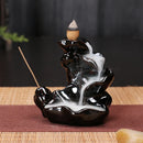 Axyaa Ceramic Aromatherapy Burner with Bergamot Tower Incense - Alpine Flowing Water Design