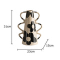 Axyaa Black White Pattern Ceramic Vases Abstract Art Flower Pots Room Decor