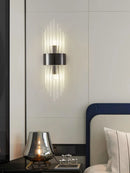 Axyaa Gold/Black Crystal Wall Sconces: Stainless Steel LED Lamp for Home Decor