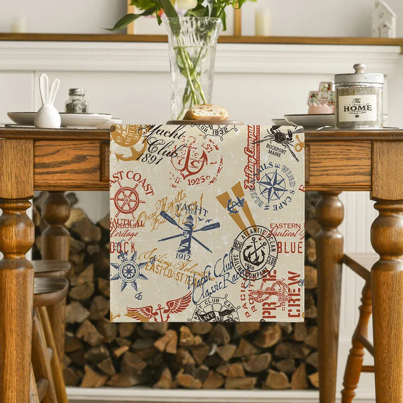 Nautical Style Table Runner for Farmhouse Kitchen Decor by Axyaa