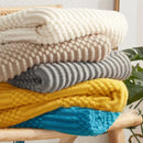 Axyaa Cream White Oversized Blanket with Tassel, Cozy Knitted Throw for Sofa and Bed