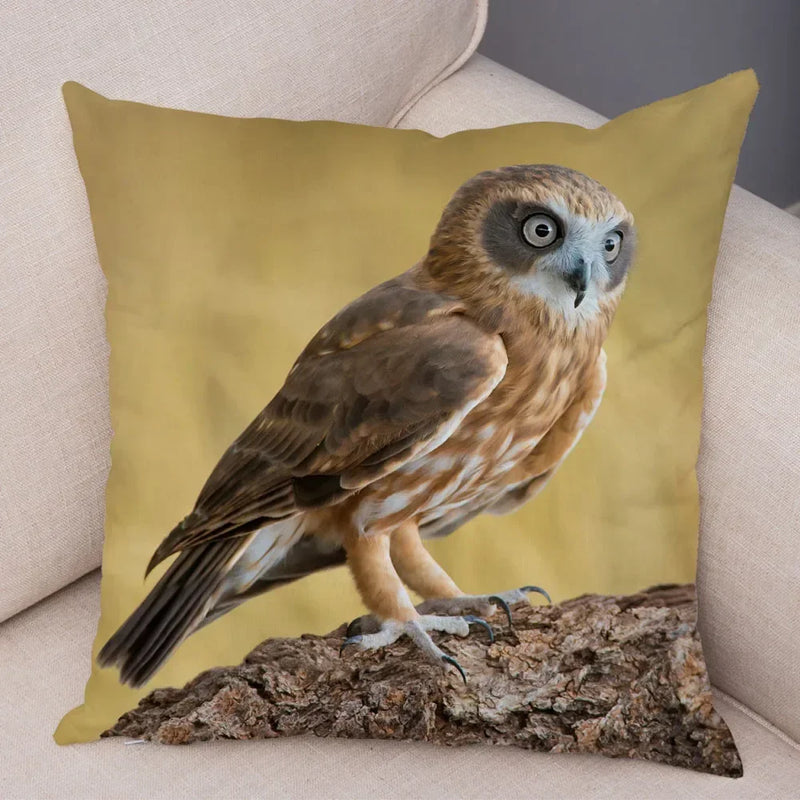 Axyaa Wild Owl Cushion Cover: Decorative Sofa Pillowcase for Home and Children's Room