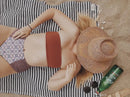 Axyaa Turkish Beach Towel: Extra Large, Thick 100% Cotton, Blue Thin Stripes, Tassel Design