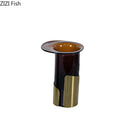 Axyaa Brown Glass Vase with Golden Frame for Modern Floral Arrangement