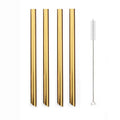 Axyaa Stainless Steel Milkshake Straws Set of 5 with Cleaning Brush