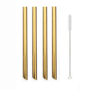 Axyaa Stainless Steel Milkshake Straws Set of 5 with Cleaning Brush