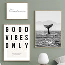 Nordic Whale Poster Good Vibes Only Art Print Axyaa Modern Living Room Decor