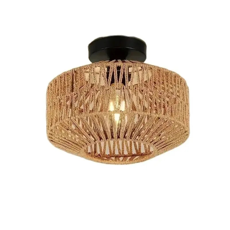 Axyaa Bamboo Lustre Chandelier: Handmade Rattan Pendant Light for Home Decor
