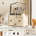 Axyaa Clear Makeup Organizer with Two Tier Storage and Brush Box