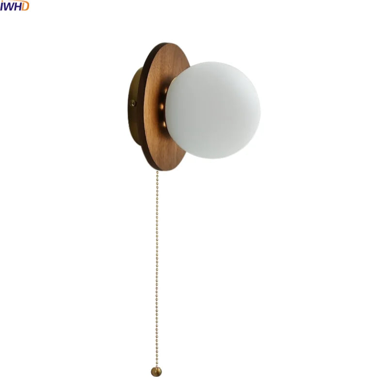 Axyaa Wabi Sabi LED Wall Sconce White Glass Walnut Wood Modern Decor