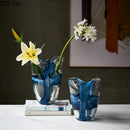Axyaa Blue Stripes Glass Vase Table Decoration Hydroponics Room Decor
