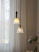 Axyaa Green Glass Shade Chandelier for Bedroom Dining Room Modern Minimalist LED Hanging Lamp