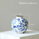 Axyaa Blue White Porcelain Gourd Vase Teapot Flower Arrangement Chinese Retro Bottle
