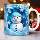 Axyaa 3D Snowman Ceramic Mug 11oz - Kids Birthday & Christmas Gift Cup