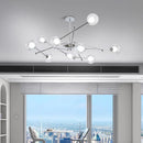 Axyaa Glass Chandelier Magic Bean Lights Chrome Pendant Lamp for Living Room