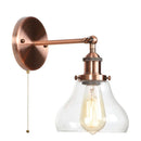 Axyaa Red Bronze LED Wall Lamp with Pull Chain Switch and Clear Glass