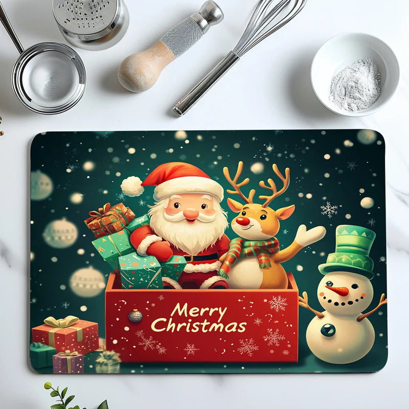 Axyaa Christmas Kitchen Drain Pads Tableware Mat Set