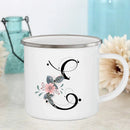 Axyaa Flower Mugs - Creative Enamel Coffee Cups Handle Drinkware for Wedding Gifts