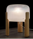 Axyaa Wood and Glass Bedside Table Lamp with E27 Floor Lamp