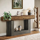 Tribesigns 63" Farmhouse Console Table - Axyaa Narrow 2-Tier Sofa Table & Entryway Furniture