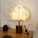 Axyaa Wooden Table Lamp with Fabric Pattern for Bedroom Décor