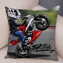 Axyaa Cartoon Motorcycle Pillowcase for Home, Sofa, Car - Polyester - Colorful Design