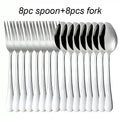 Axyaa Stainless Steel Fork and Spoon Set for Dining - 16 pieces