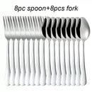 Axyaa Stainless Steel Fork and Spoon Set for Dining - 16 pieces