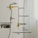 Axyaa Glass Copper LED Wall Lights with Knob Switch - Modern Bedside Lamp