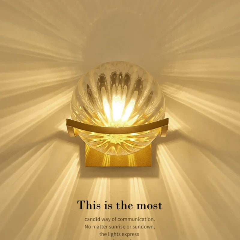 Axyaa Gold Glass Ball Wall Light for Modern Indoor Lighting Decor