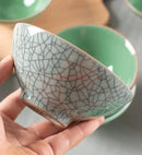 Axyaa 5-inch Ceramic Bowl - Vintage Aesthetic, Ice Cracks Design