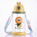 Axyaa Kids Straw Water Bottle 600ml - Leakproof Cartoon Sippy Cup