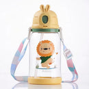 Axyaa Kids Straw Water Bottle 600ml - Leakproof Cartoon Sippy Cup
