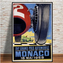 Axyaa Retro Monaco Race Car Wall Art Canvas Painting for Home Decor