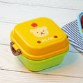 Axyaa Kids Animal Bento Lunch Box: Double-layer Round Snack Box, Microwave Safe, Portable