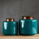 Axya Ceramic Tea Caddy with Metal Sealing Cover - Large Airtight Kitchen Storage Jar