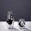 Axyaa Silver Geometric Arc Glass Vase for Home Decor and Flower Arrangements