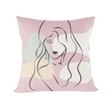 Abstract Line Drawing Girls Print Cushion Cover 45x45cm by Axyaa