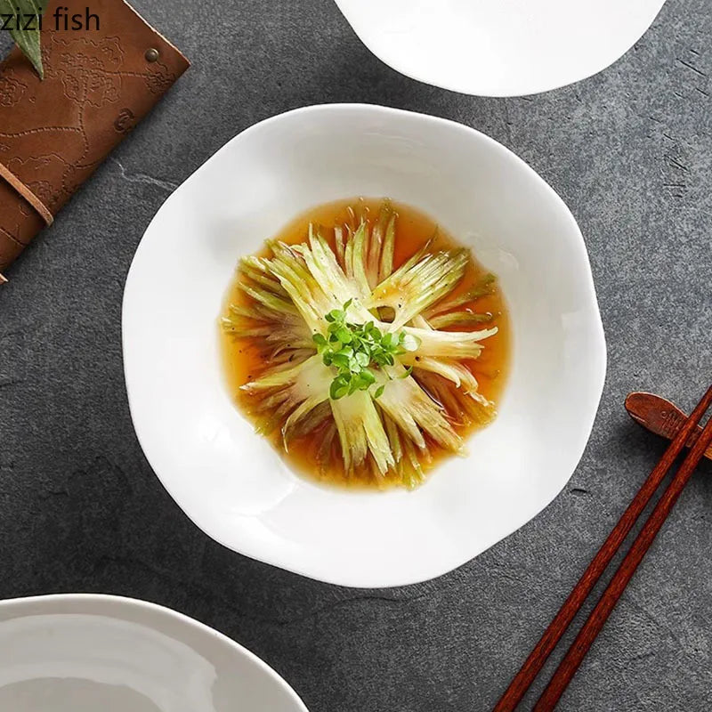 Axya Flower Ceramic Dessert Plate Set for Molecular Cuisine Display