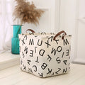 Axyaa Cartoon Print Laundry Basket: Large Capacity Cotton Linen Toy Hamper & Organizer
