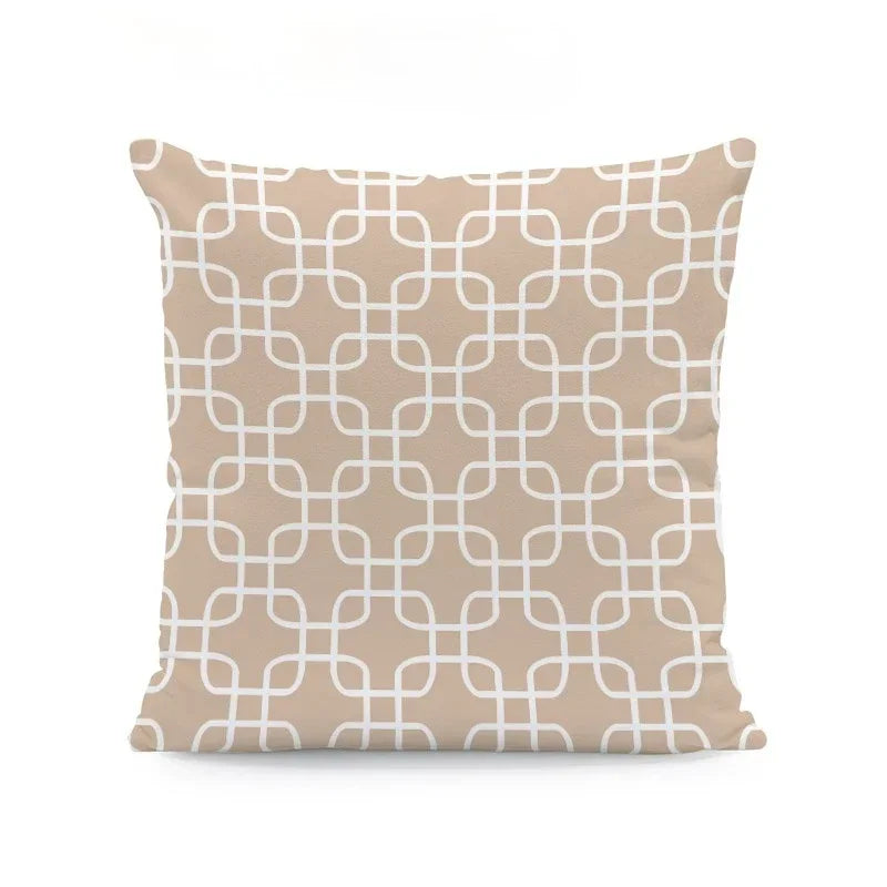 Axyaa Beige Geometric Lace Cushion Cover 45X45cm for Living Room Decor