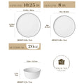 Axyaa LEXI Ceramic Plate Set - White Black Rim Dinnerware, 4/6 PCS Variants