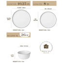 Axyaa 4-6 PCS Ceramic Plate Set with Dinner, Dessert, Soup, Bowl - White/Black