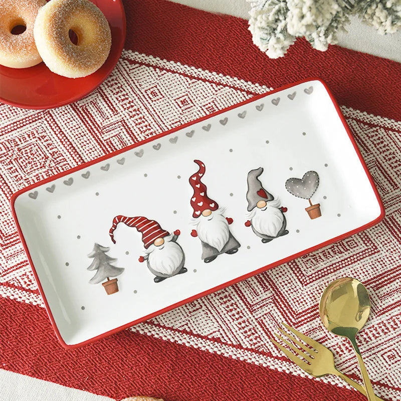 Axyaa Santa Relief Pattern Ceramic Plate for Festive Dining