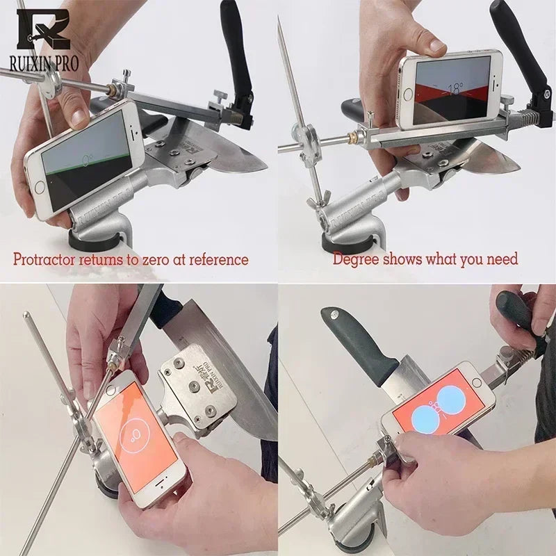 Axya Pro Metal Knife Sharpener Set with Diamond Whetstone and Fixed Angle Apex