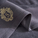 Axyaa Blue White Embroidered Cotton Oversized Bath Towel Set