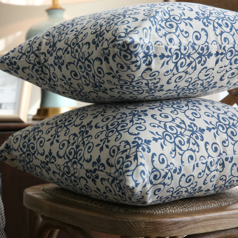 Axya Retro Blue & White Porcelain Pattern Tablecloth - Chinese Classical Cotton Linen