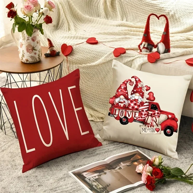 Axyaa Dwarf LOVE XOXO Valentine's Day Pillowcase for Home Room Sofa
