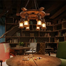 Axyaa Industrial Glass & Wood Chandelier - Retro Style for Restaurants, Bars & Coffee Shops