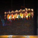 Axyaa Industrial Rust Metal Wine Bottle Chandelier LED Pendant Lamp